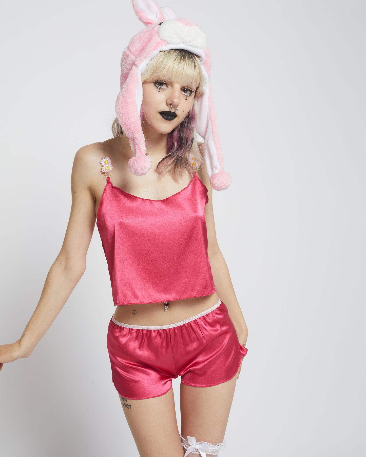 Gleamy Dreamy Satin Shorts in Rose