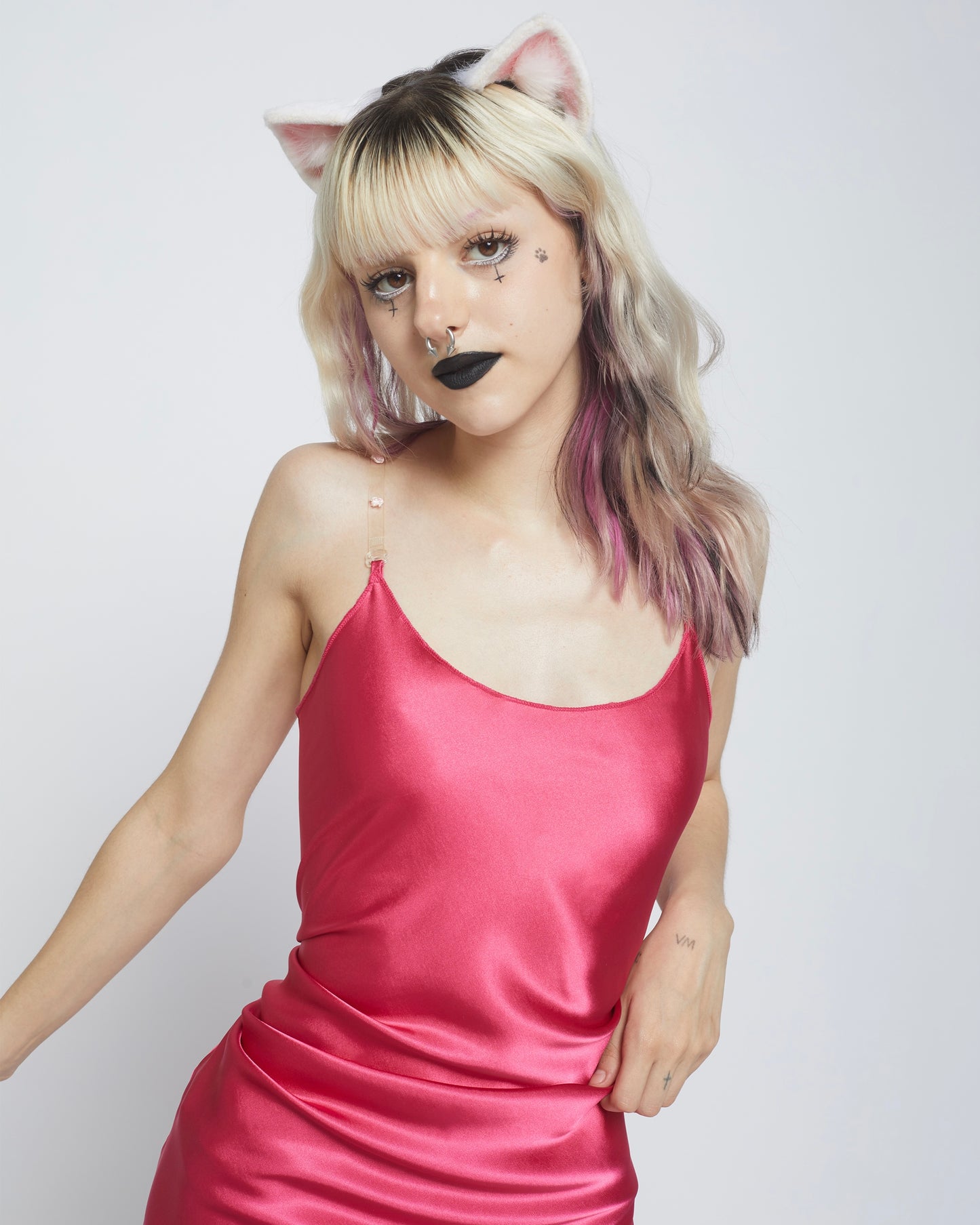 Gleamy Dreamy Satin Cami-Dress in Rose