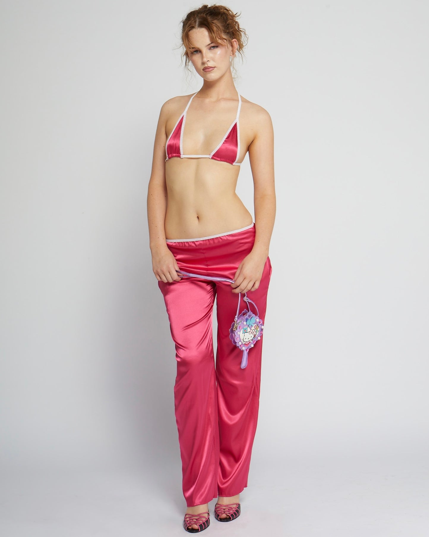 Gleamy Dreamy Satin Pants in Rose