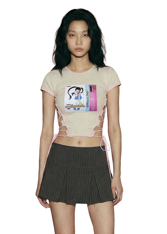 HAPPY DAY ₊ ໒꒱ ‧₊. ૮ . . ྀིა⁩ LACE UP TOP