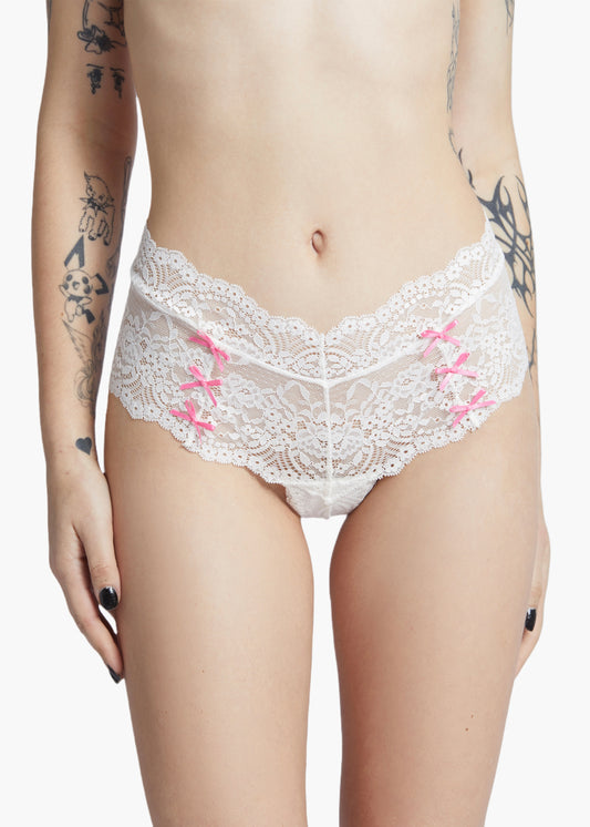 KITTEN BOW LACE-TRIM THONG