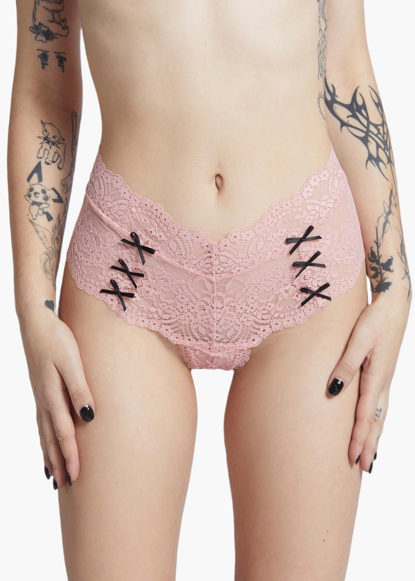 KITTEN BOW LACE-TRIM THONG