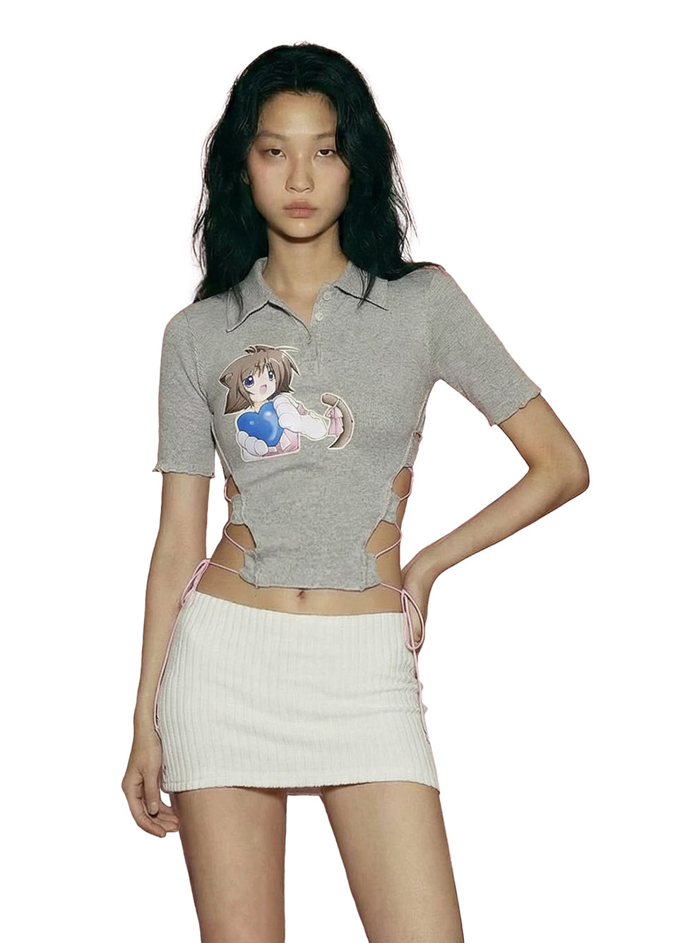 PONY GIRL ₊ ໒꒱ ‧₊ . ૮ . . ྀིა⁩  LACE UP POLO