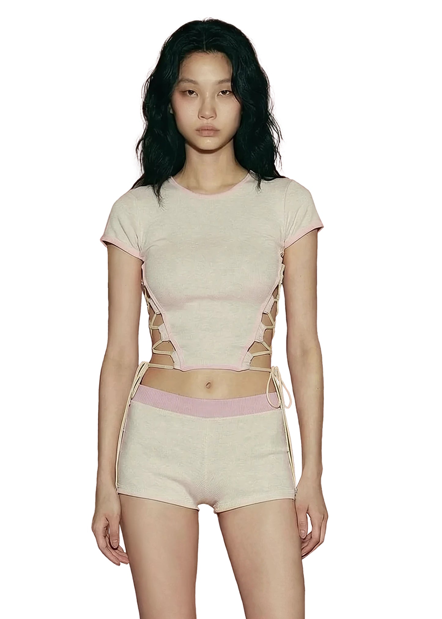 PLAIN BANANA LACE UP TOP