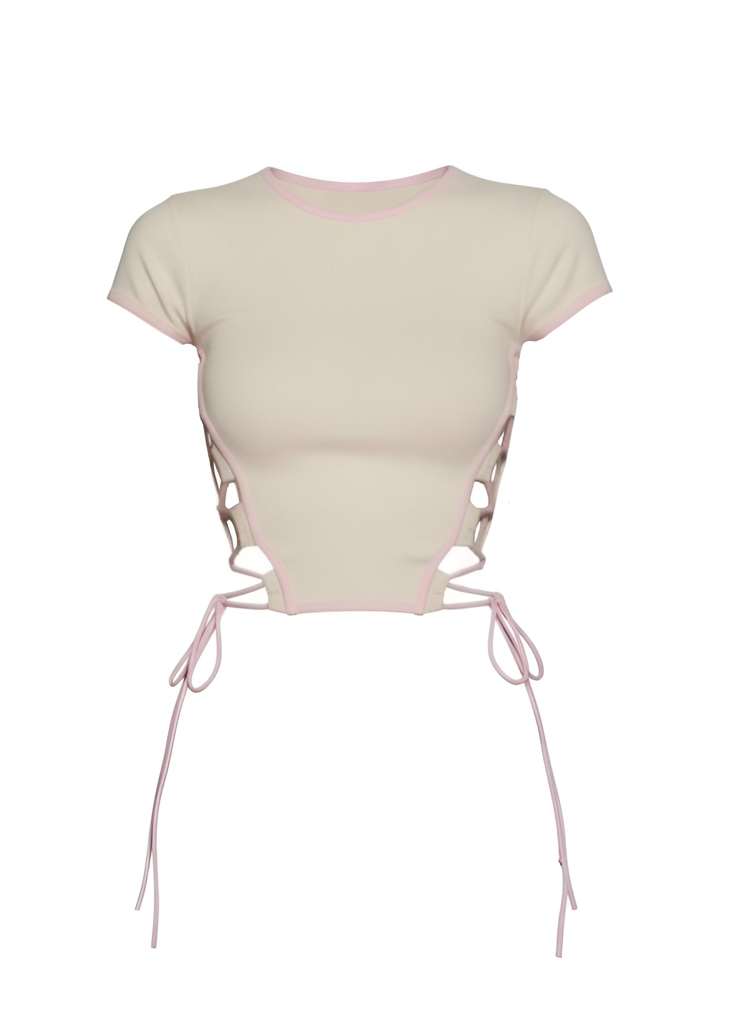 PLAIN STRAWBERRY LACE UP TOP